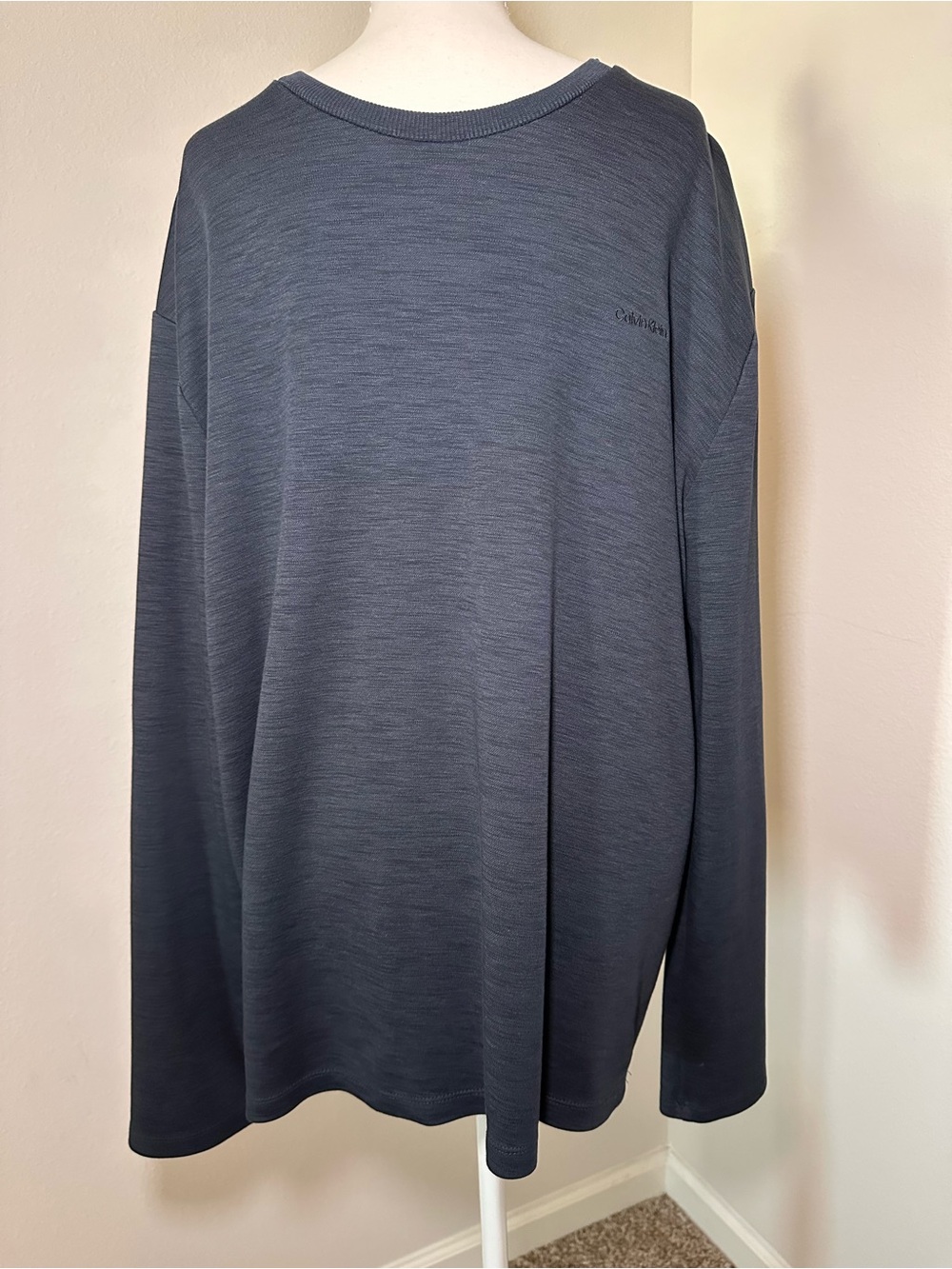 Men's Long Sleeve Calvin Klein Crewneck Shirt - Heather Navy